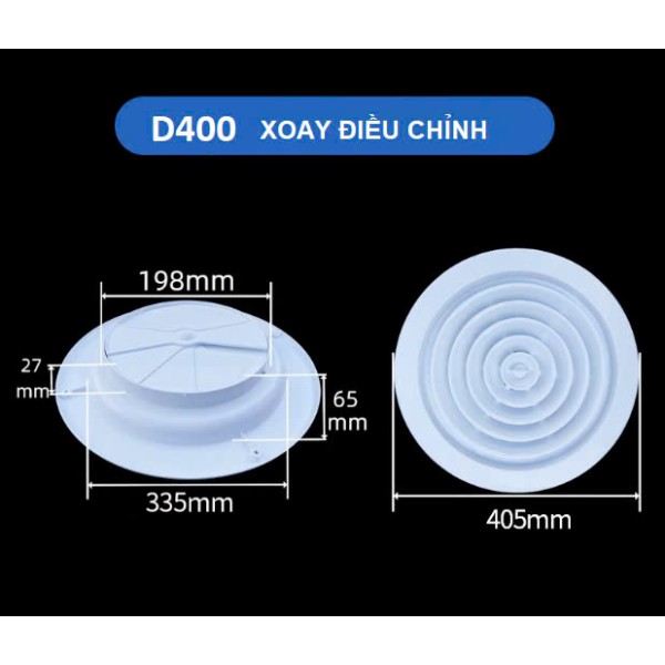 Cửa gió khuếch tán tròn ABS - D400