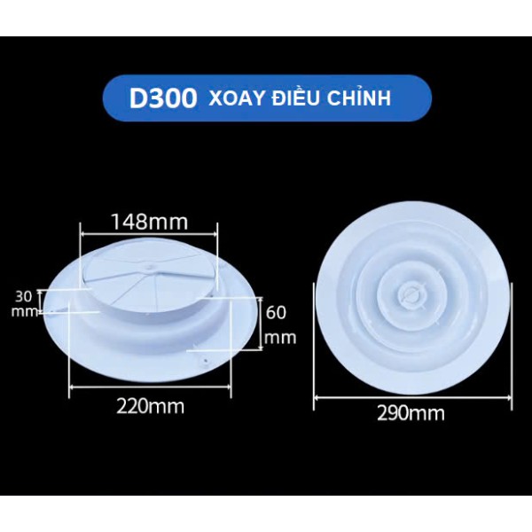 Cửa gió khuếch tán tròn ABS - D300