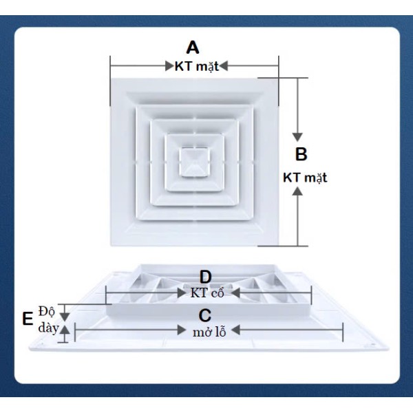 Cửa gió khuếch tán vuông ABS - KT600
