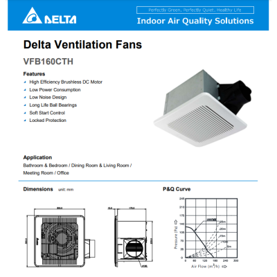 Quạt gắn trần siêu êm 160CMH - Delta VFB160CTH