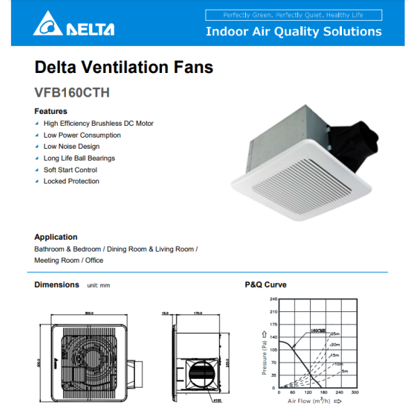 Quạt gắn trần siêu êm 160CMH - Delta VFB160CTH