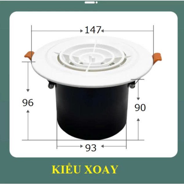 Miệng gió nhựa ABS chốt cài lò xo D100