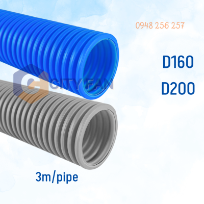 Ống gió tươi HDPE D200 (3m/ống) - XANH / XÁM